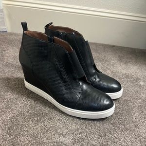Paolo low hidden wedge leather sneaker booties